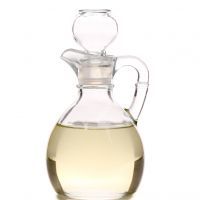 Vinegar in glass carafe.