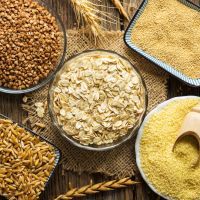 Cereals collection on wooden background