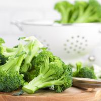 Fresh broccoli on white background closeup